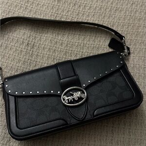 Coach Black Shoulder Bag with Silver Details